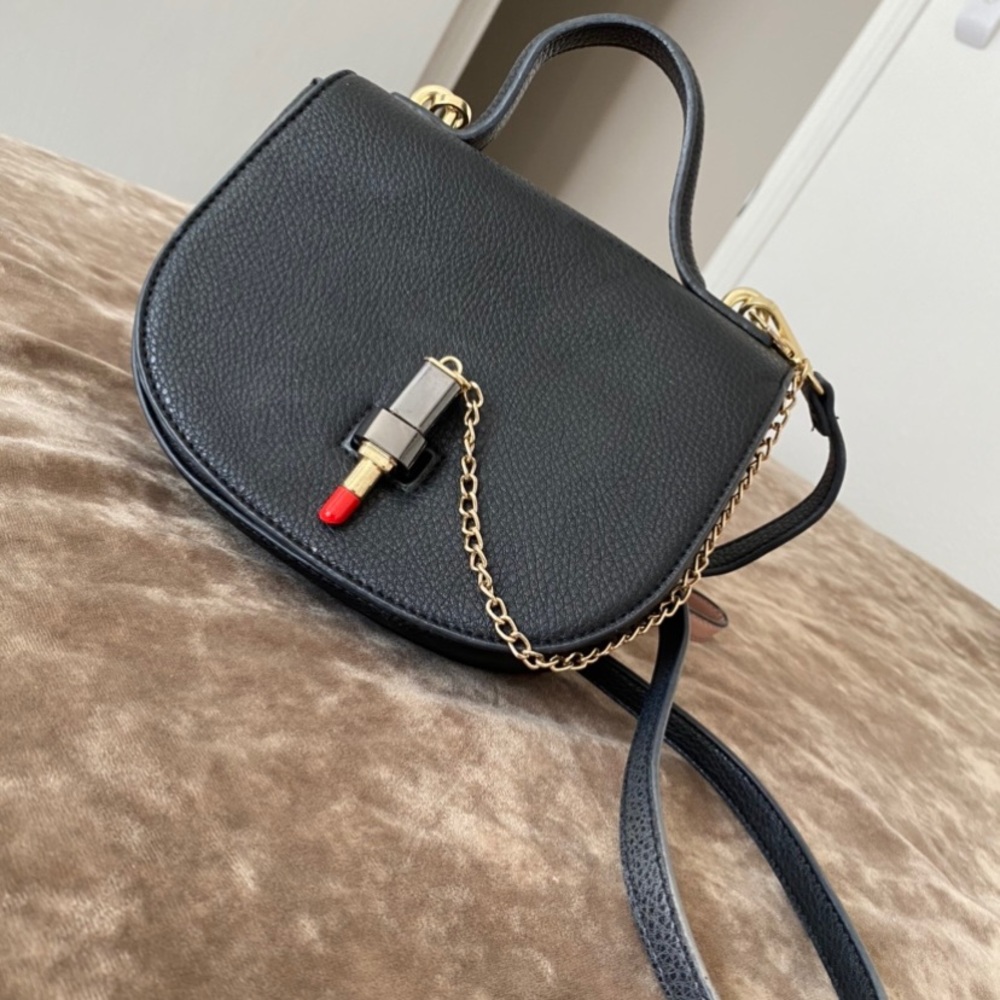 Black, Lipstick Chain, Crossbody Purse